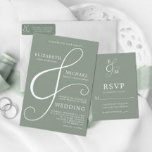 Modern Minimal Ampersand Sage Green Wedding Suite