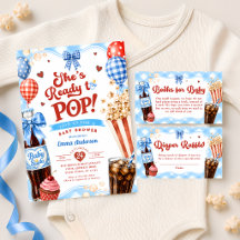 She's Ready to Pop Soda Blue Baby Shower