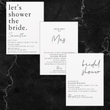 Modern Black and White Bridal Shower Invitations