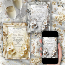 White Gold Roses, Champagne Silk & Butterflies