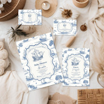 Elegant Toile Nautical Baby Shower 