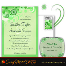 Light Pastel Green Hibiscus Floral Wedding Set