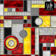 Red Yellow Art Deco Stained Glass