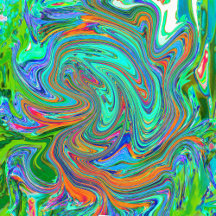 Aqua, Orange and Green Groovy Abstract Retro Art