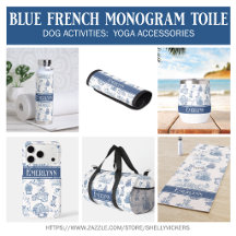 Blue French Toile Pattern Yoga Accessories