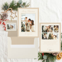 Elegant Ivory and Tan Stripes Christmas Suite
