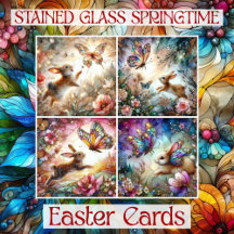 Stained Glass Springtime Easter Cards