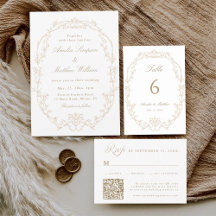 Sand Ornate Floral Frame Wedding Suite