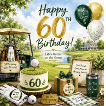 Golfer 60th Birthday Watercolor