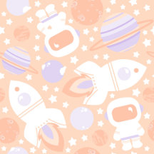Girly Space Astronaut Rocket Ship Two the Moon