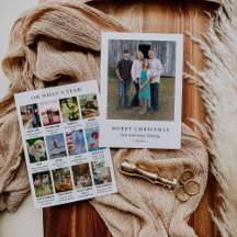 Simple Year in Review Photo Modern Christmas Cards
