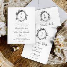 Vintage Crest Monogram Botanical Wedding