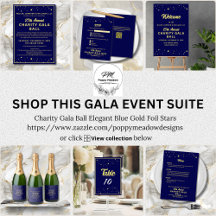 Charity Gala Ball Elegant Blue Gold Foil Stars