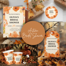 Autumn floral orange and white bridal shower 