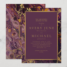 Luxury Plum, Purple And Gold Marble Wedding 
