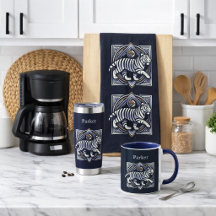 Vintage Tiger Navy Blue Home Decor