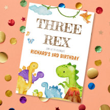 Three Rex Dinosaur Birthday Party Gifts & Supplies