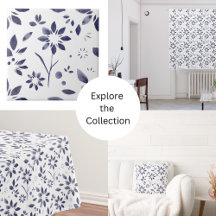 home decor ideas blue and white floral watercolor