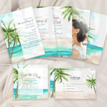 Tropical Beach and Palm Trees Wedding Collection