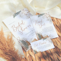 Boho White Orchid & Pampas Grass Bridal Shower