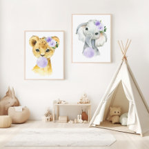 Purple Bubble Gum, Jungle Animals Nursery Prints