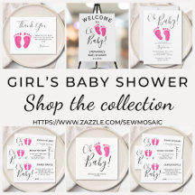 Pink Watercolor Baby Feet Baby Shower Collection