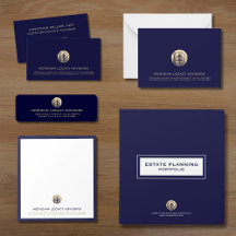 Elegant Navy Gold Seal Logo Business Essentials