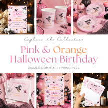 Pink Orange Halloween Birthday Party Collection