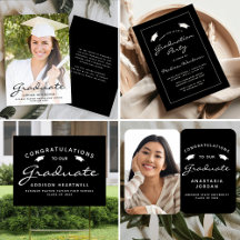 Modern Black and White Script Graduation Suite