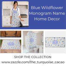 Blue Wildflower Monogram Name Home Decor