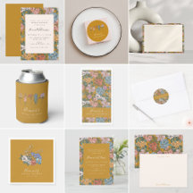 Boho Vintage Mustard Floral Bridal Shower