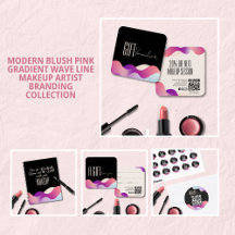 Modern Blush Pink Gradient Wave Line Makeup Artist