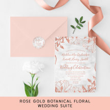 Rose Gold Floral & Gray Watercolor Wedding Suite