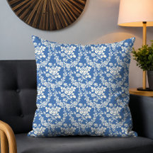 French Blue White Floral Pattern Botanical Chic