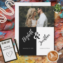 Unique Black & White Photo Wedding Save the Dates