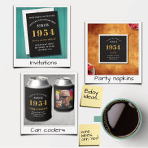 70th Birthday Born 1954 Standards Black And Gold