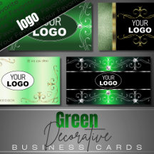 Business Cards Logo Ornate Squiggly Green Colors