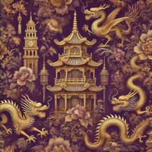 Personalized Purple & Gold Victorian Chinoiserie