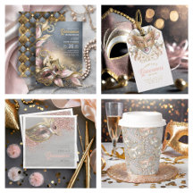 Masquerade Quinceanera Rose Gold and Silver