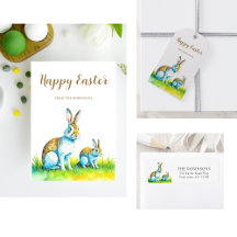 Modern Cute Watercolor Easter Bunny