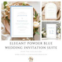 Elegant Powder Blue Wedding Invitation Suite