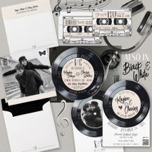 Vintage Black and White Vinyl Record Music Wedding