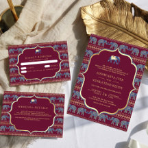 Burgundy and Gold Elephant Indian Wedding