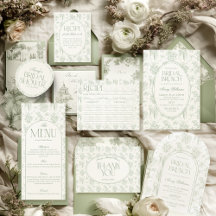 Toile Sage Gree Floral Classic Bridal Shower