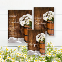 Wooden Bucket and White Daisies Wedding 