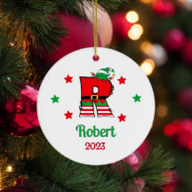 Personalized Print Elf Christmas Ornaments