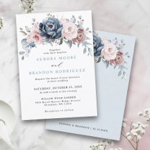 Dusty Blue Mauve Rose Pink Slate Floral Wedding 