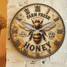 Rustic Bee & Honey Wall Clocks   Beekeeper