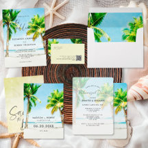 Retro Tropical Beach Palm Trees