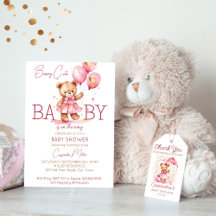 Beary cute girl teddy bear baby shower
